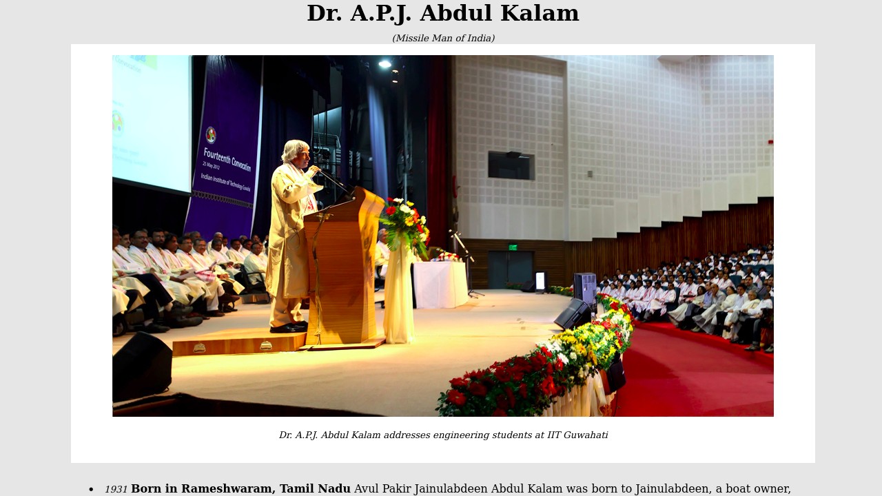 Tribute to Dr. A. P. J. Abdul Kalam